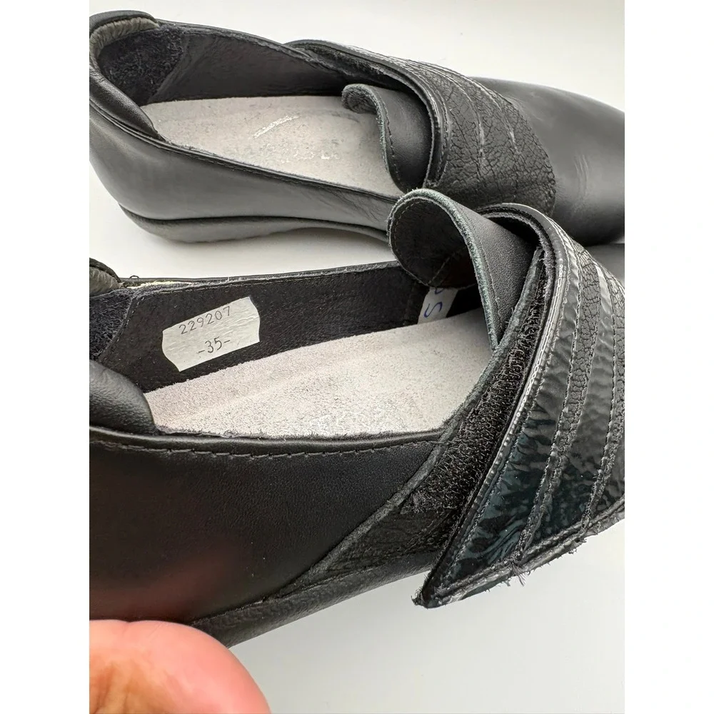 Naot Kirei Black Leather Mary Jane Comfort Shoe Women EU 35 Hook Loop Orthopedic